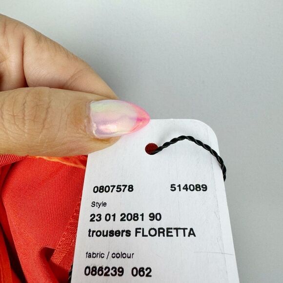 AKRIS | NEW Floretta Orange Wide Leg High Waist Silk Pants Women’s Size 8 - Picture 13 of 16